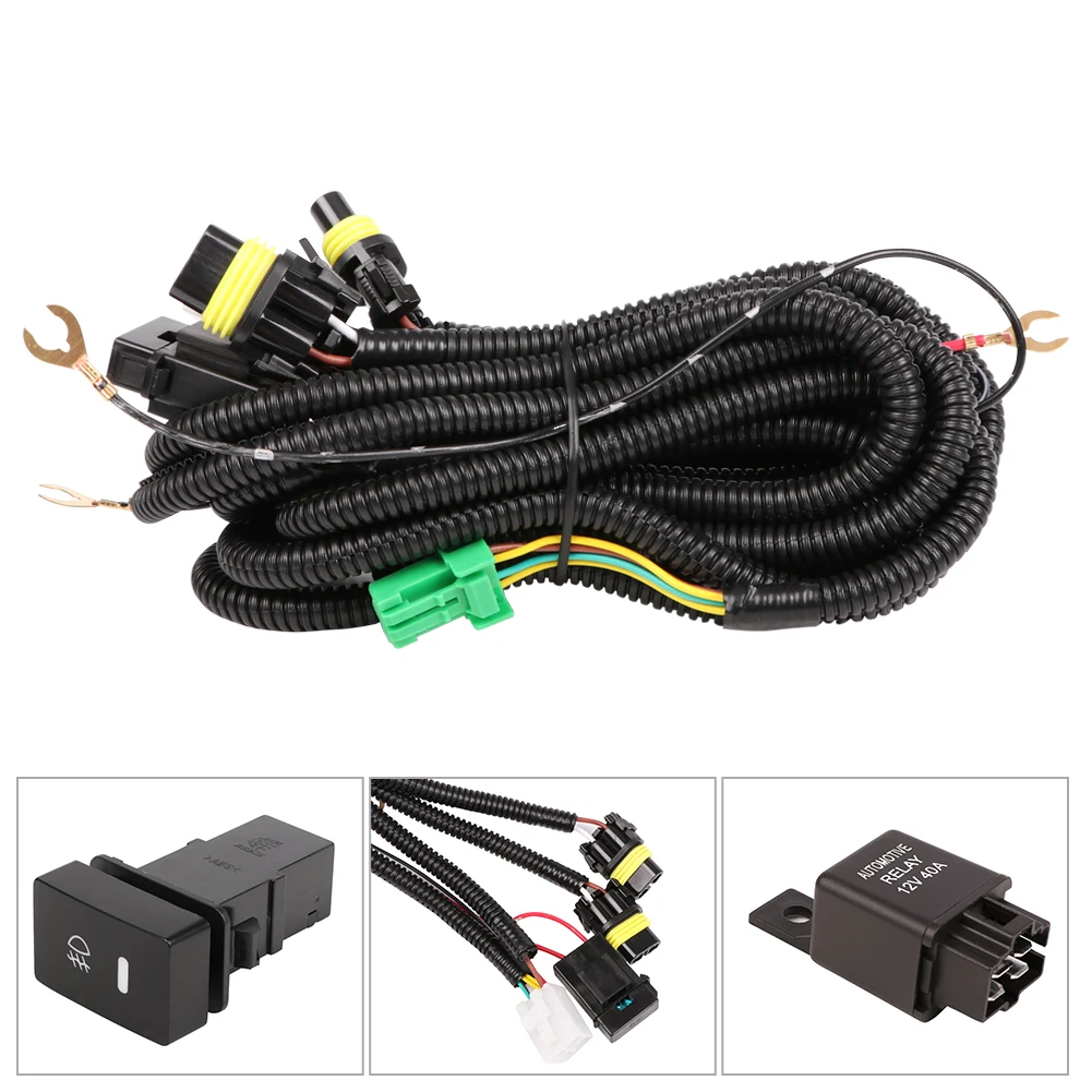 

H11 12V 40A Fog Light Lamp Wiring Harness Socket Wire Connector With Relay & ON/OFF Switch Kits Fit LED Work Lamp