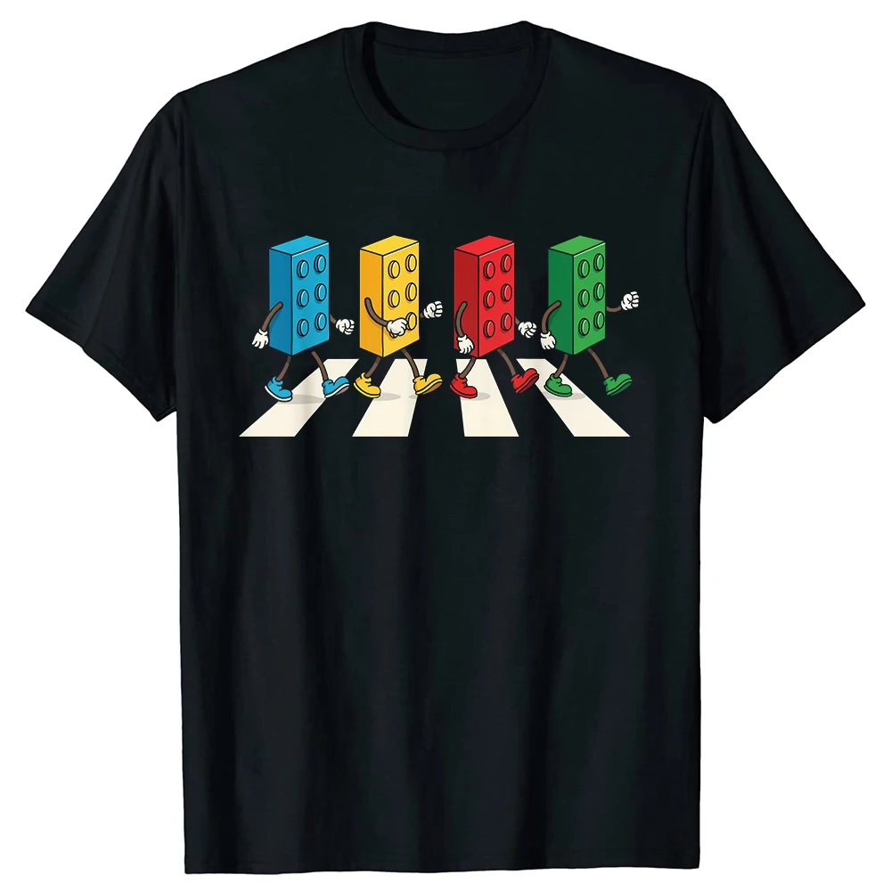 Lustiges Baustein-T-Shirt aus reiner Baumwolle, Streetwear, Humor-T-Shirt, lockere Passform, Kleidung für Männer und Frauen, Kurzarm
