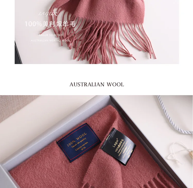 Premium-Lamm-Version aus 100 % Wolle, Schal aus australischer Merinowolle, einfarbig, für den Winter, neues Paar, Modetrend, warm, Herbst und Winter – Detail 25