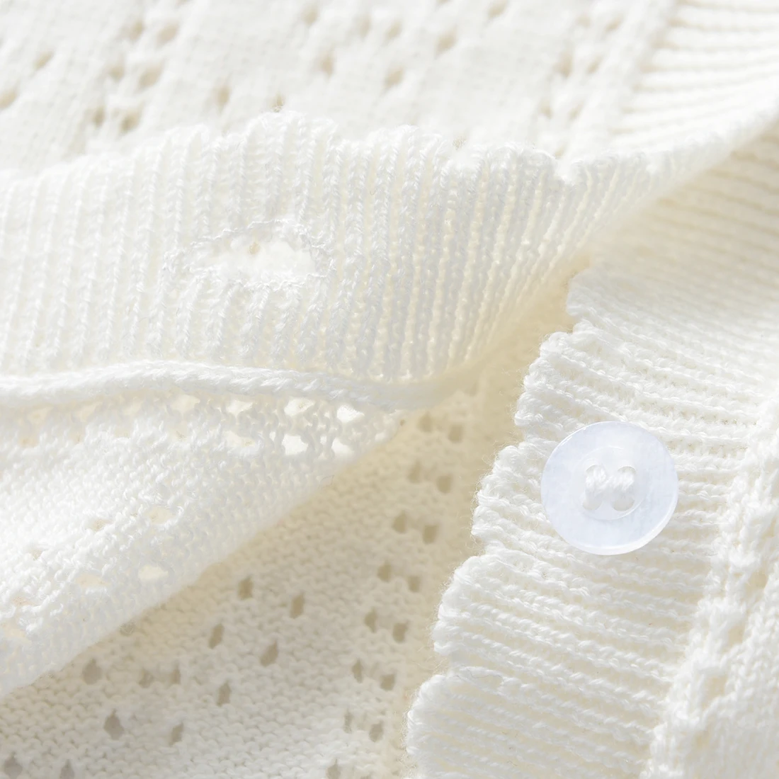Newborn baby girl pure cotton sweater cardigan hollow knitted thin jacket for spring and autumn