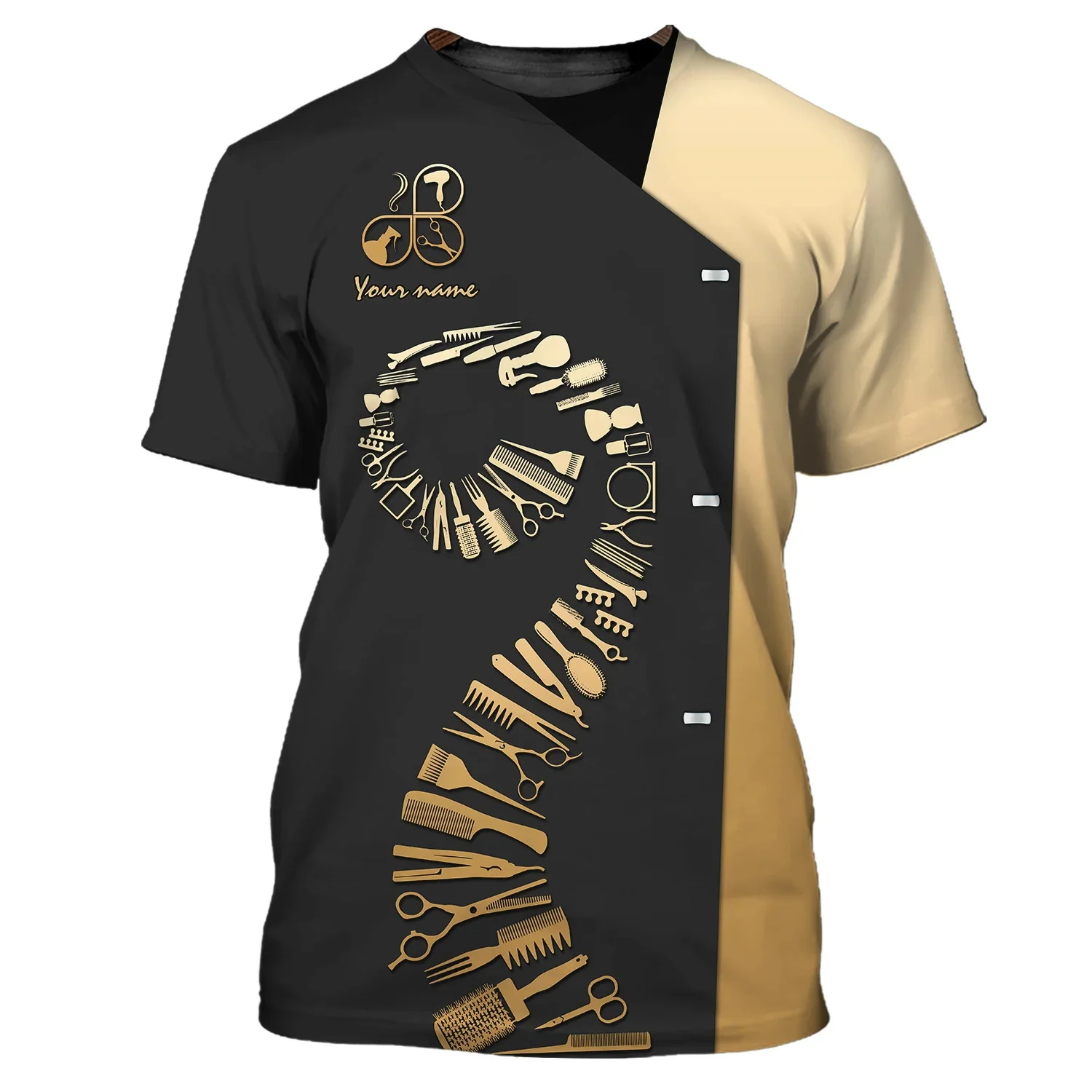 Sommer Herren T-Shirt Friseur personalisierte 3D gedruckt Unisex T-Shirt Hair Cut Shop Uniform Friseur Muster T-Shirt DW182
