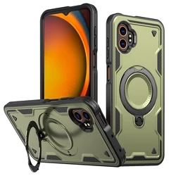 Magnetic Phone Case with Metal Kickstand - Shockproof Design for Galaxy XCover7 Pro (GREEN)