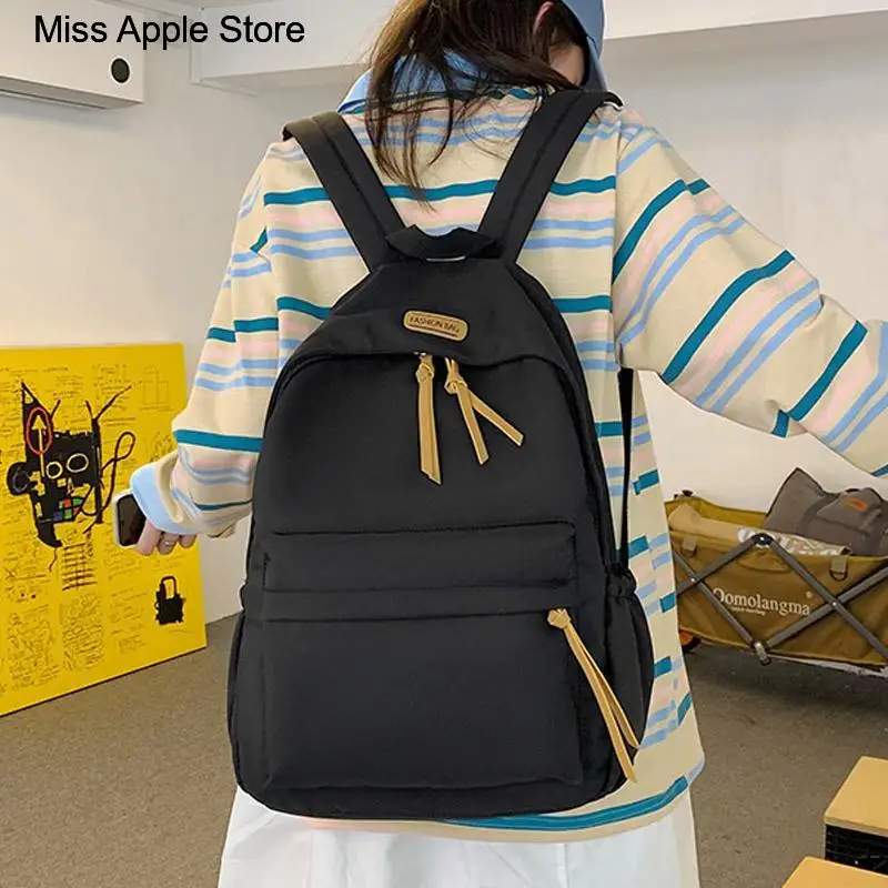 

Teenage Backpack Girls School Mochila Rucksack Fashion Waterproof Student Schoolbag Men Black Cotton Cute Women