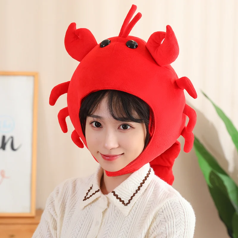20-80CM Kawaii Cartoon Simulation Anime Stuffed Big Lobster Plush Toy Cute Crab Plush Toy Lobster Hat Handmade Doll