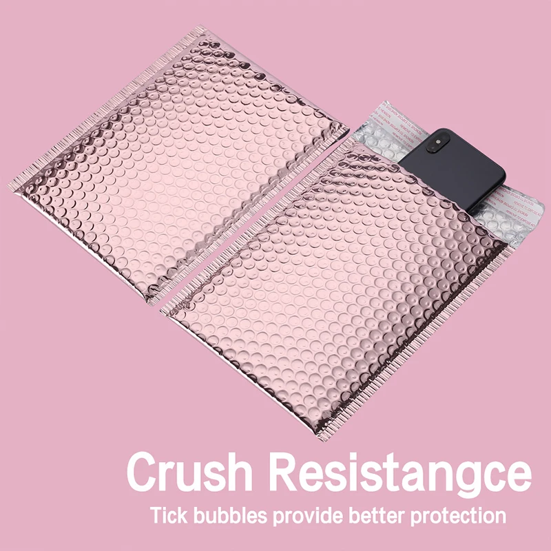 Rose Gold Bubble Mailers 10Pcs/lot Rose Gold Metallic Bubble Mailers Foil Padded Bags Aluminized Postal Bags Gift Packaging Padded Shipping Envelopes