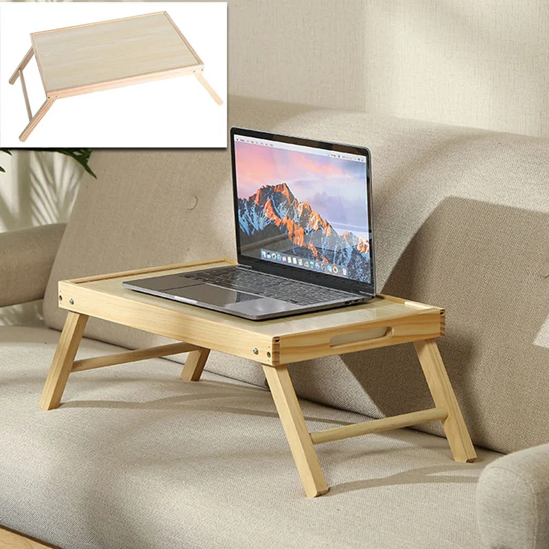 Nice Bed Computer Desk Study Folding Table Notebook Stand Home Writing Beige Bedroom Student Wooden Laptop Folding Household