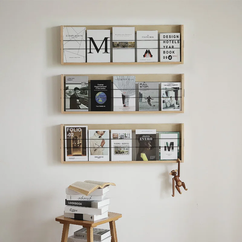 Wall-Mounted Bookshelf Magazine Rack Storage Organizer Living Room Display Shelf Decorative Simple Office Furniture Estante FYMR