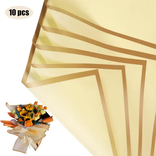 10 Sheets Flower Wrapping Paper with Golden Edges, Waterproof Bouquet Packaging - Ideal for DIY Weddings & Birthdays - Image 9