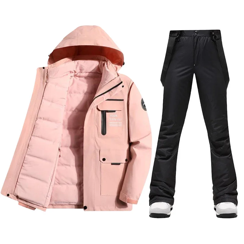 Winter Ski Suit Women Set Windproof Waterproof Warmth Down Jacket Ski Pants Snow Clothes Skiing And Snowboarding Set Brands
