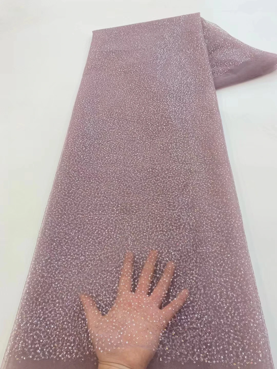 

High Quality European Net Bridal Clothes Sewing Materials Tulle Lace Sequins Fabrics For Asoebi Dresses