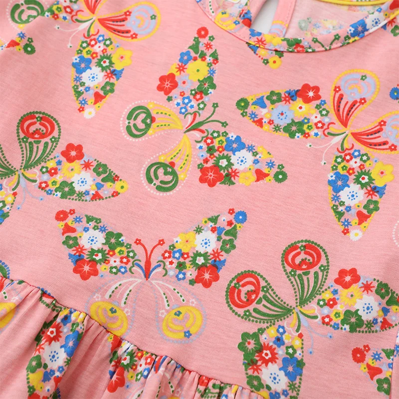 Jumping Meters 2-7T Princess Girls Dresses Butterflies Cotton Kids Clothing Summer Hot Selling Cute Toddler Baby Costume