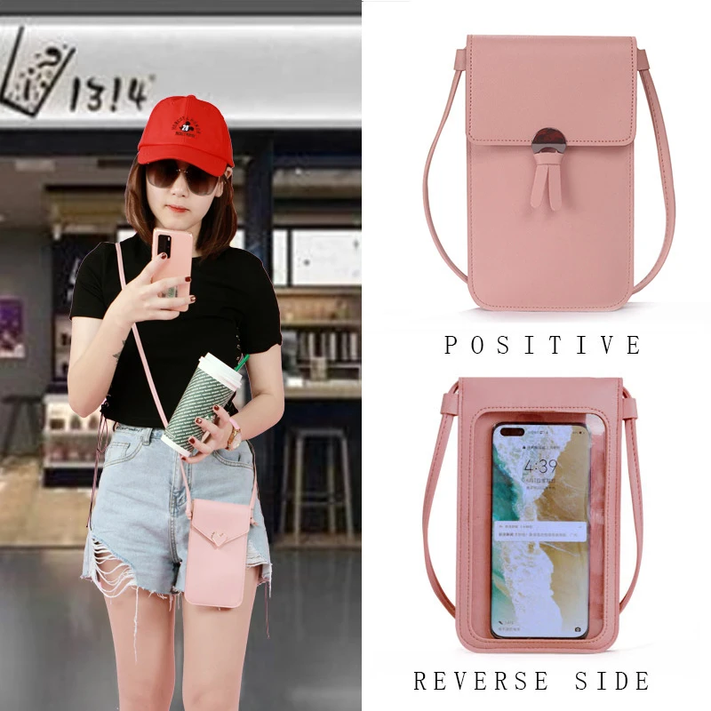 Transparent Touch Screen Retro Simple Mobile Phone Bag Women PU Chain Messenger Bags Small Flap Bag Mini Shoulder crossbody bag,women shoulder bag,women messenger bag