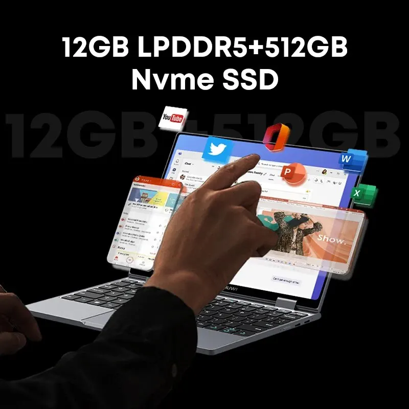 CHUWI-MiniBook X 2 en 1, tableta portátil Intel N100, pantalla IPS FHD de 10,51 pulgadas, LPDDR5 12GB, SSD de 512G, Windows 11, Notebook 1200X1920