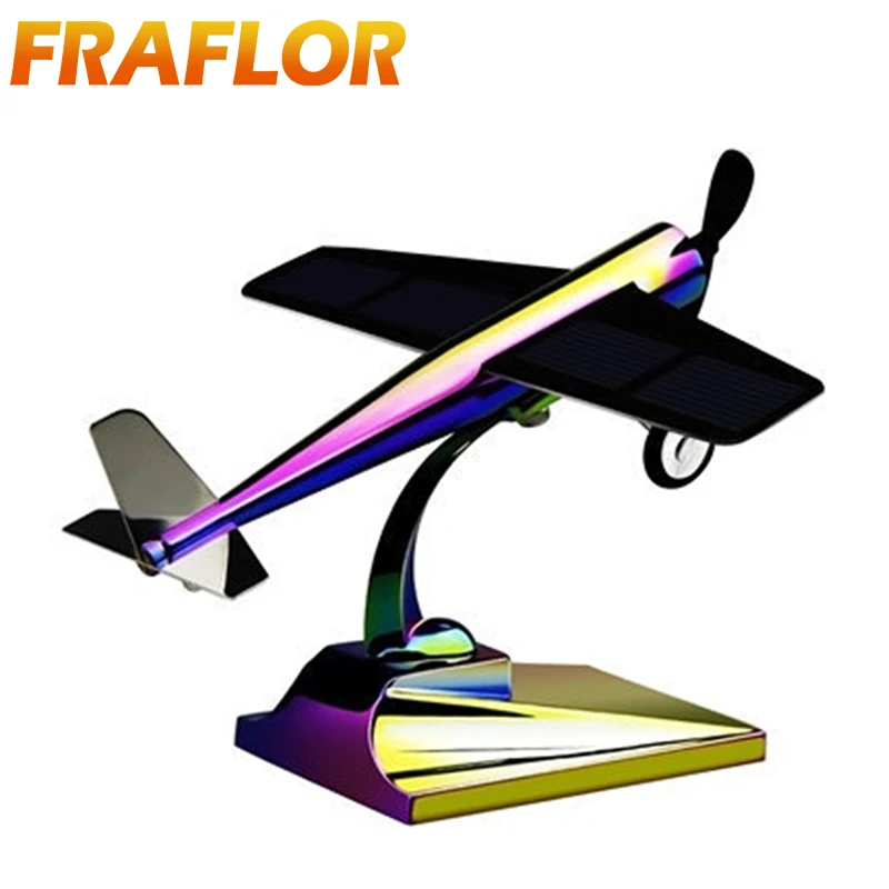 Dashboard Decoration - Solar Powered Interior Plane Decoration,Swivel Desk Ornament For Balcony, Office, Bookshelf, Car, Holidays, Travel