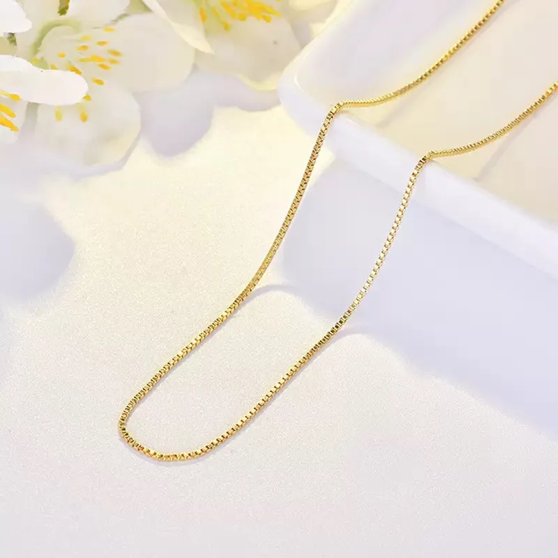 Gold-Plated Sterling Silver Necklace – Elegant 1mm Box Chain
