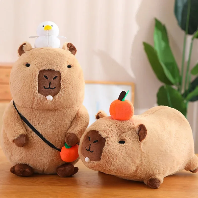 

Капибара, плюшевая игрушка, имитация капибара с фруктами, пушистая кукла, мягкие животные, пузырьковая подвеска, забавный подарок для мальчика