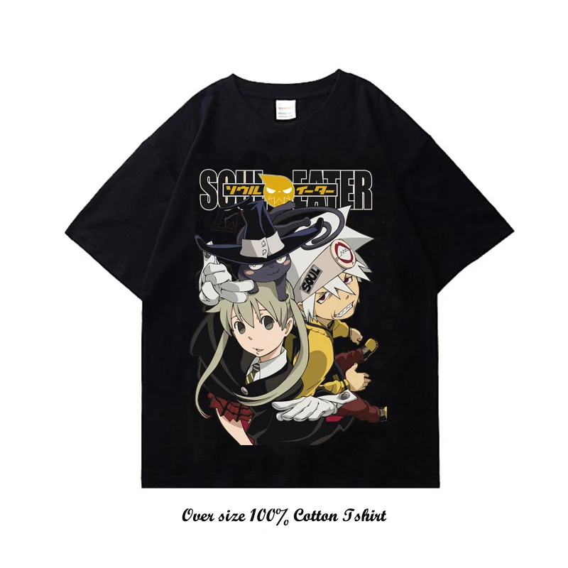 Vintage Y2K Soul Eater Graphic T-Shirt Black Japanese Anime Mens M