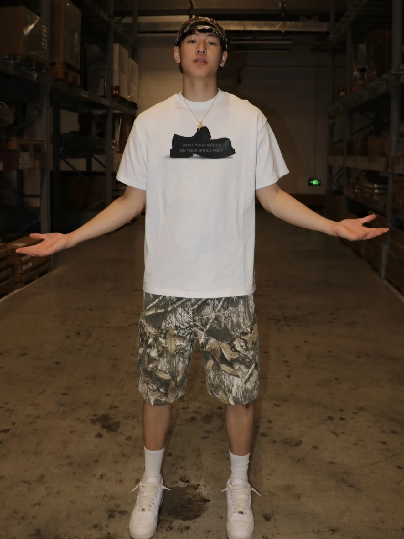 Retro American Sle Camouflage Branching Workwear orts Men's Summer Loose Above-Knee Trendy Straight Leg Casual Pants