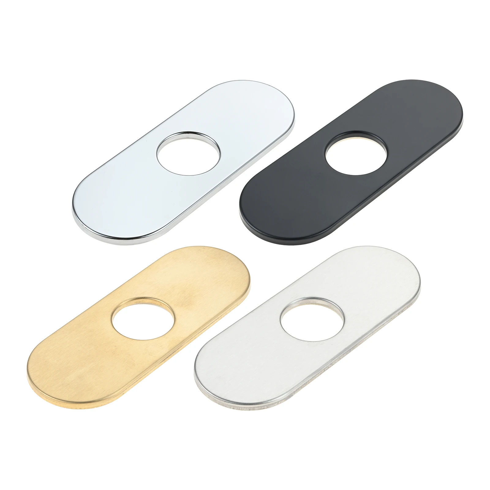 Stainless Steel Deck Plate for Kitchen or Bathroom Sink – Single or Triple Hole Decorative Faucet Cover