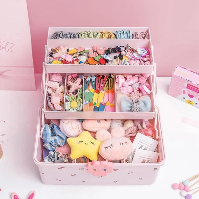 Children Hair Accessories Storage Box Organizer Plastic Drawer Desktop Hair  Clip Jewelry Head Rope Rubber Band Kids Girl Storage - AliExpress