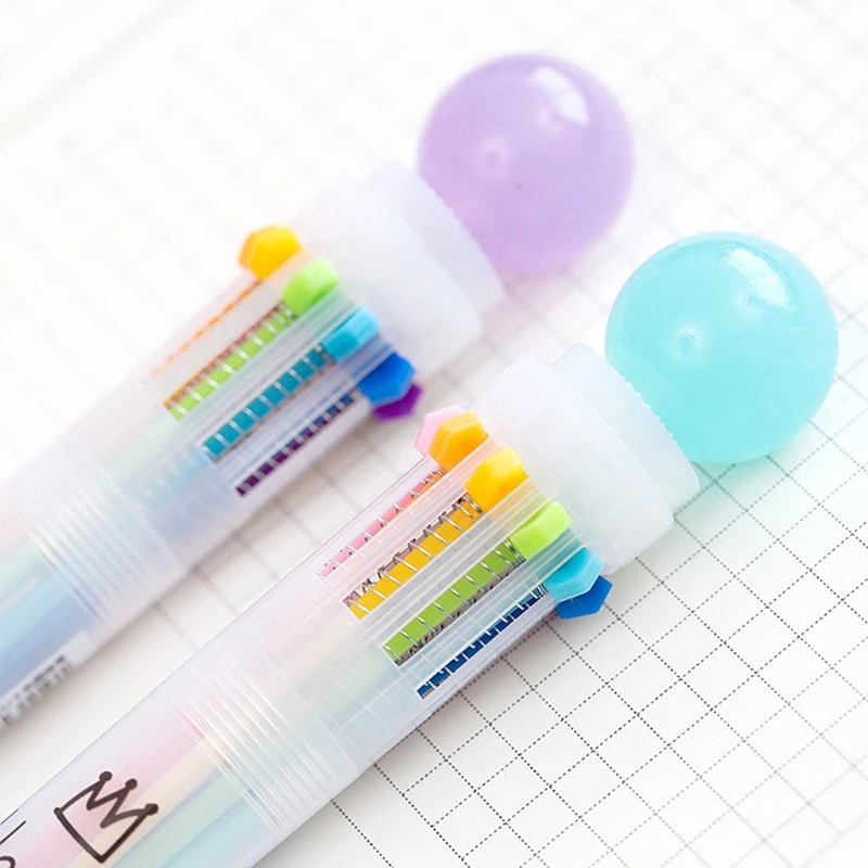 

Cute Retractable 10 In1 Ballpoint Pen Multi Colors Comfortable Writing Stationery for Boys Girls Preschool Kids Child