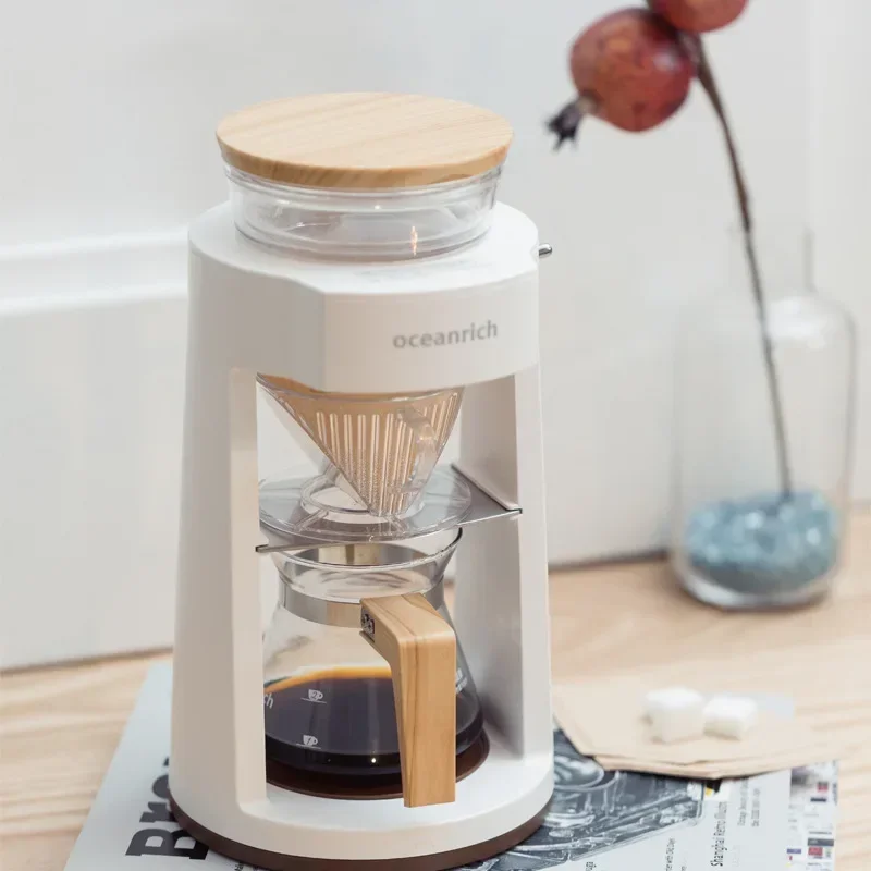 Automatic rotating coffee machine simulating hand-pushed retro double-layer insulation manual coffee grinder steel core