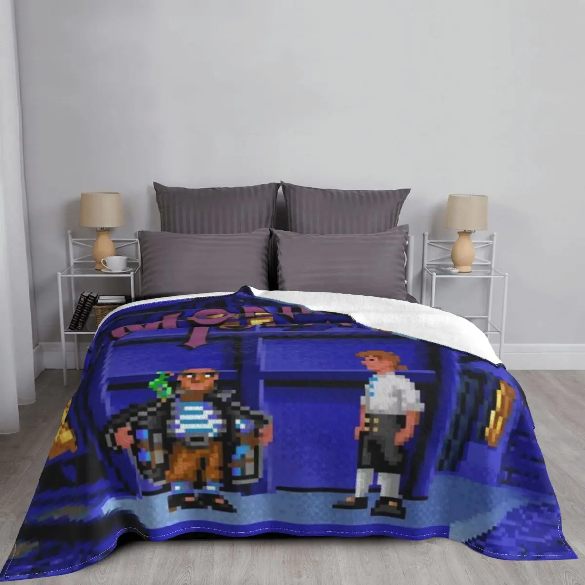 The Secret Of Monkey Island Plaid Blanket Flannel Summer Video Games Portable Thin Throw Blanket for Bedding Couch Rug Piece