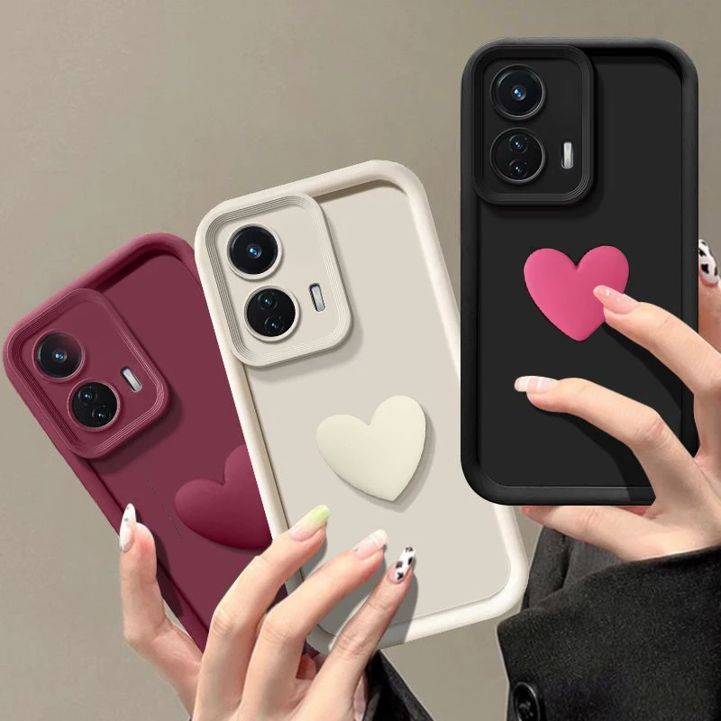 3D Love Heart Matte Anti-Drop Soft Protective Phone Case