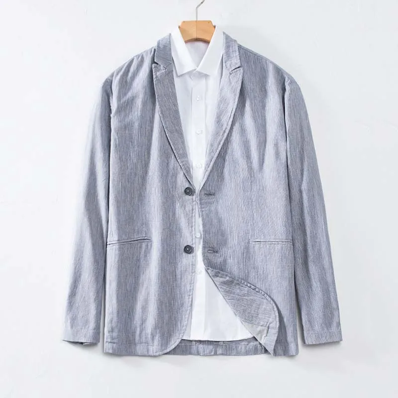 

2023 New Fashion Arrival Men's Suit Jacket Summer Spring Blazer Pure Bottom Breathable Cotton Linen Coat 1 Pieces( Only Jacket )