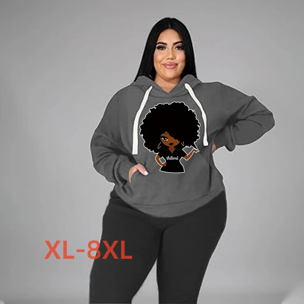 

Женская осенне-зимняя хлопковая толстовка с принтом, размеры 4xl, 5xl, 6xl, 7xl, 8xl