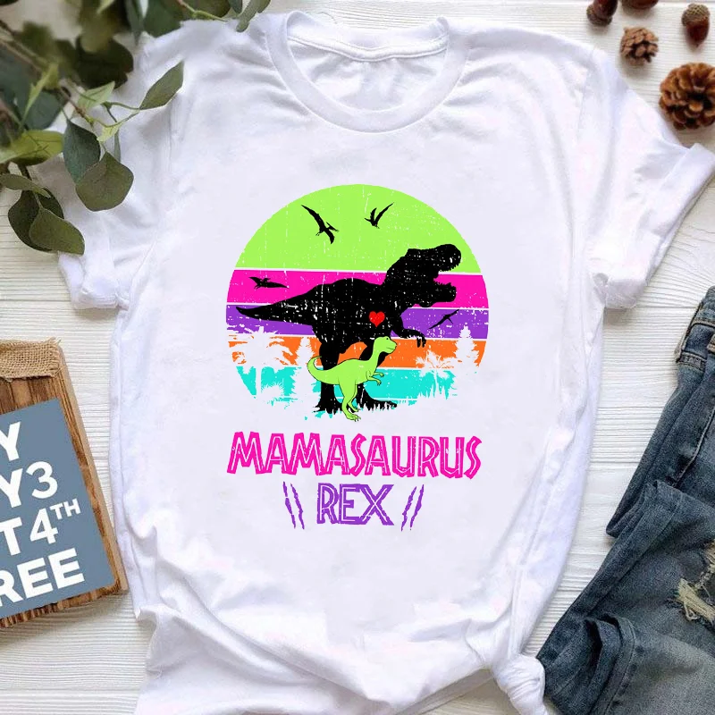 thumbnail image 1 of Camisetas con estampado de leopardo Mamasaurus de acuarela para niños, divertidas camisetas de algodón de verano con dinosaurio jurásico, ropa para niños, camisetas para bebés, 1 of 5