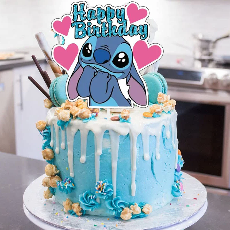 25 個リロ&スティッチケーキトッパーディズニー漫画ハッピーバースデー