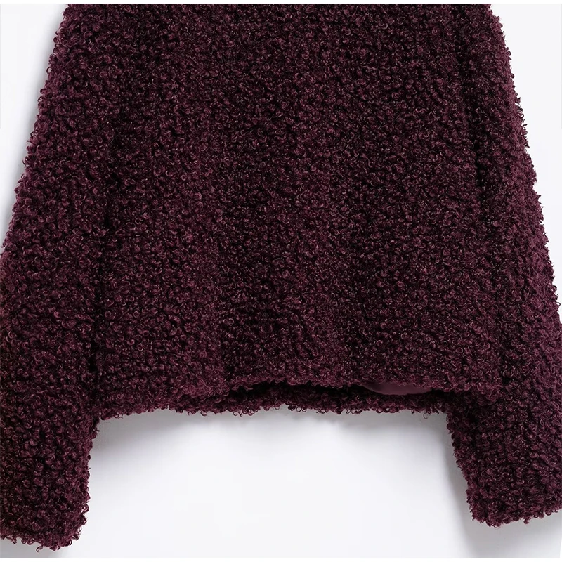 Vintage Lambs Wool Jacket For Women Loose Fleece O-neck Single Breasted Pockets Long Sleeve Fur Coat Autumn Winter Lady Outwear