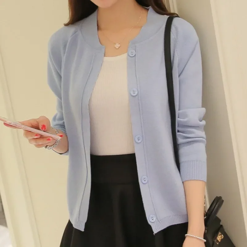 

Korean Fashion New Female Cardigan Autumn Winter Sweater 2023 New Spring Jacket Coat Knit Cardigan Candy Color Basic Tops