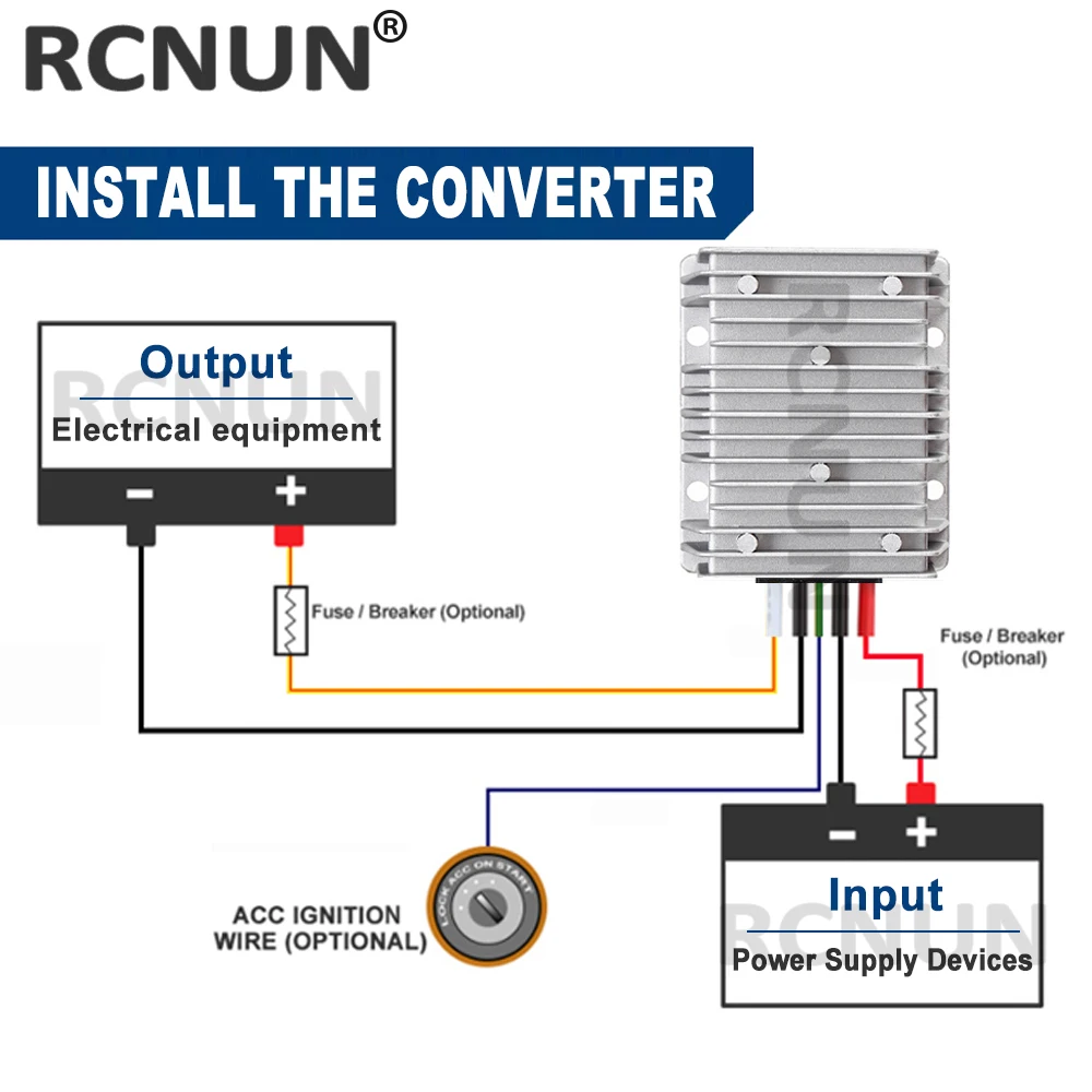 RCNUN 방수 DC 컨버터, 전원 공급 장치 부스트 모듈, 12V-36V DC 컨버터, 최대 36V, 10A, 360W
