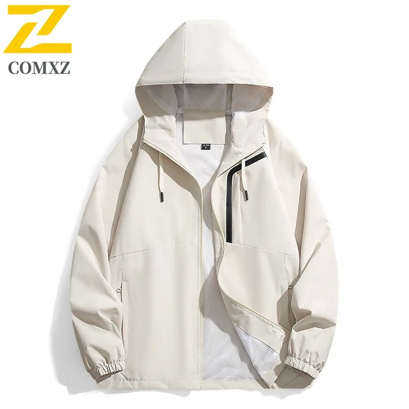 COMXZ Men Autumn New Jacket Luxury Lightweight Outdoor Travel Wind Resistant Coat Leisure Hooded Cozy Durable Windbreaker