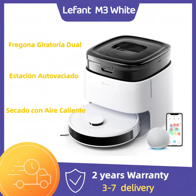 LEFANT M3 Robot Aspirador y Fregasuelos, PSD 190° Evitación de Obstáculos,220min, Navegación dToF, Succión 12 000Pa