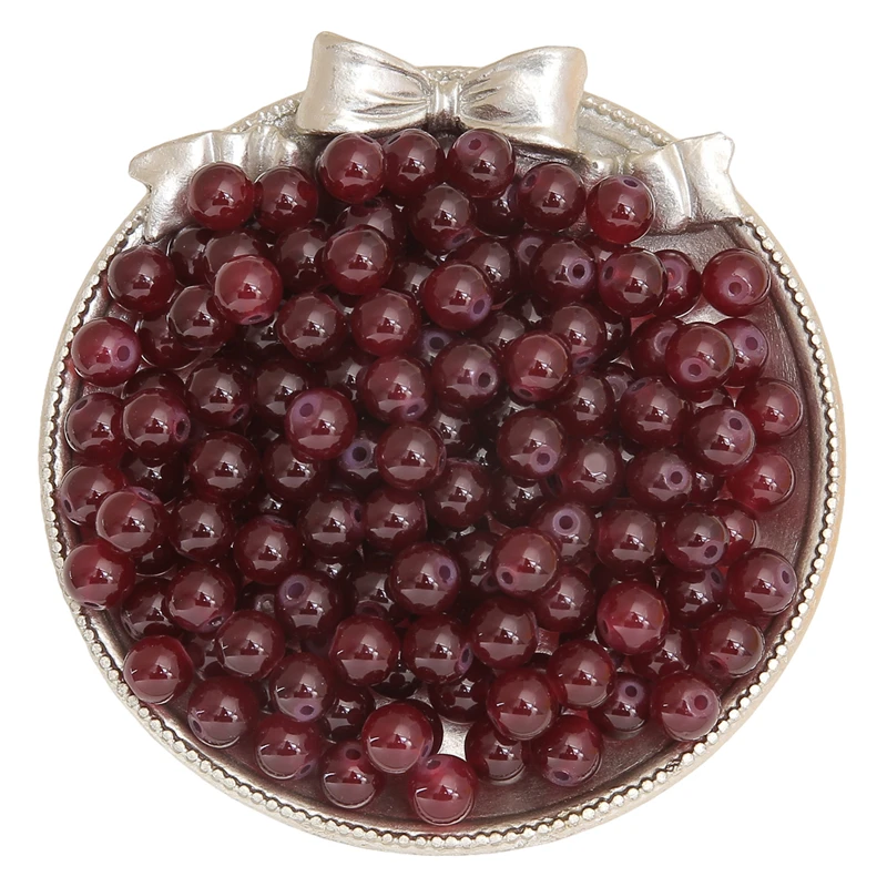 Glossy Jelly Imitation Jade Glass Round Beads – Assorted Sizes for Jewelry Making Supplies