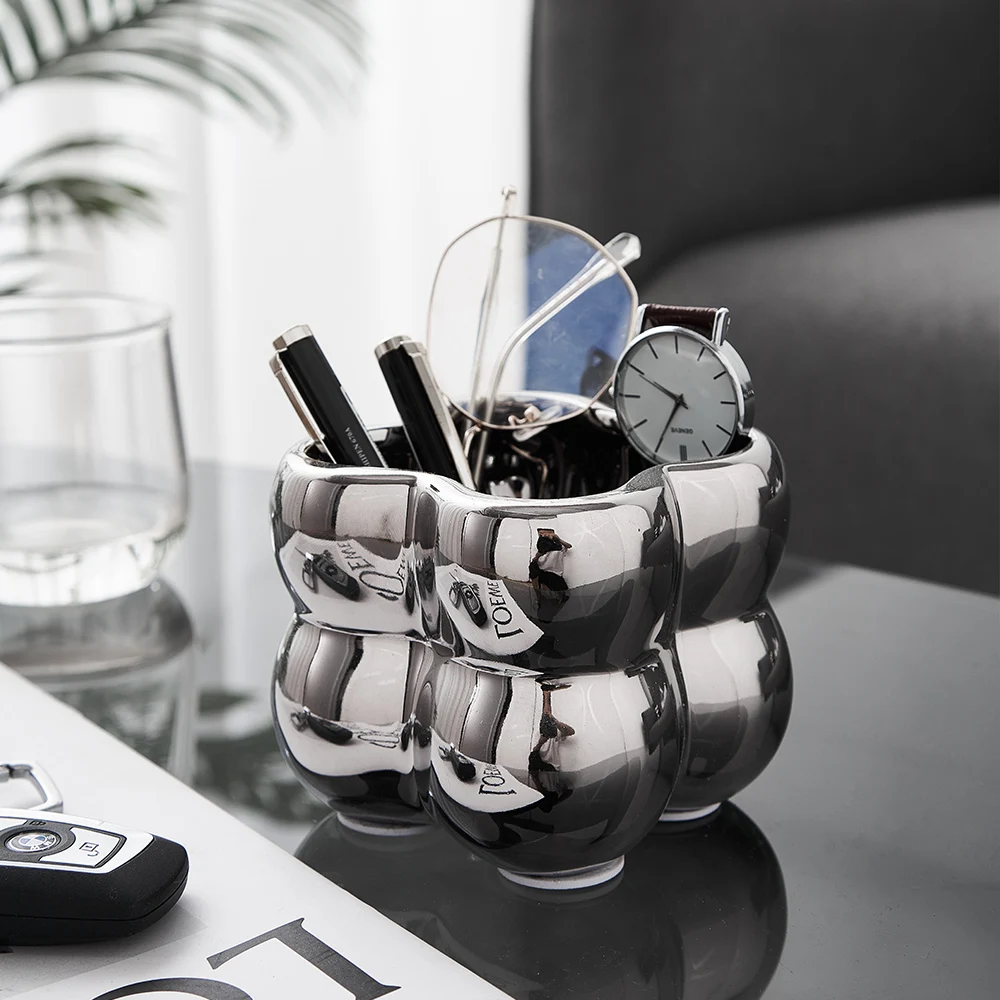 

Modern Simple StyleBubble Square Figurine Desktop Storage Decorative Table Ashtray Ornaments Living Room Decoration Office Decor