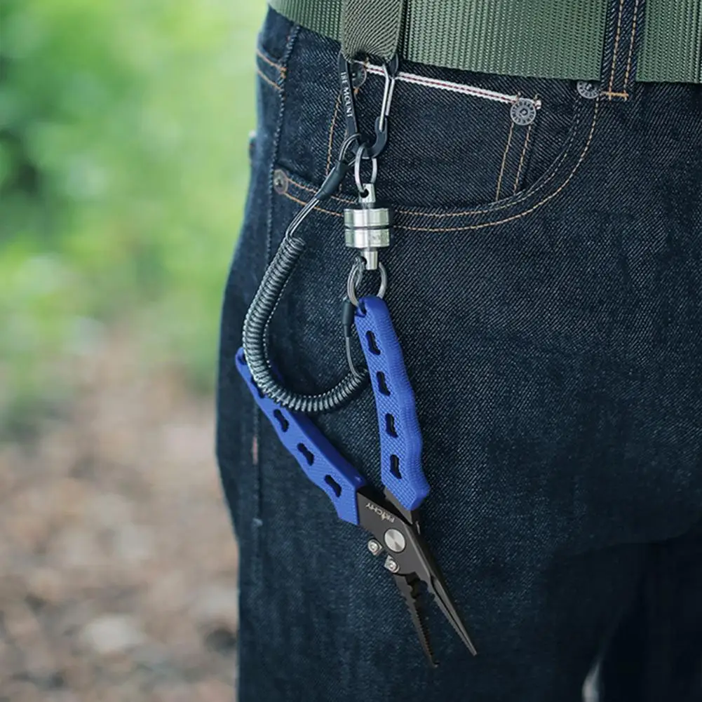 

Fishing Gear Magnetic Keychain Durable Fly Fishing Net Release Retractor Magnet Clip Holder with Coiled Lanyard for Easy