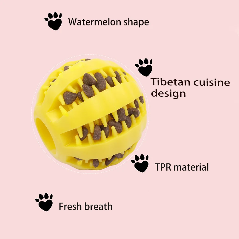 Dog Toy Ball Nontoxic Bite Resistant Toy Ball for Pet Dogs Puppy Cat Dog Pet Food Treat Feeder Chew Tooth Cleaning Ball 3