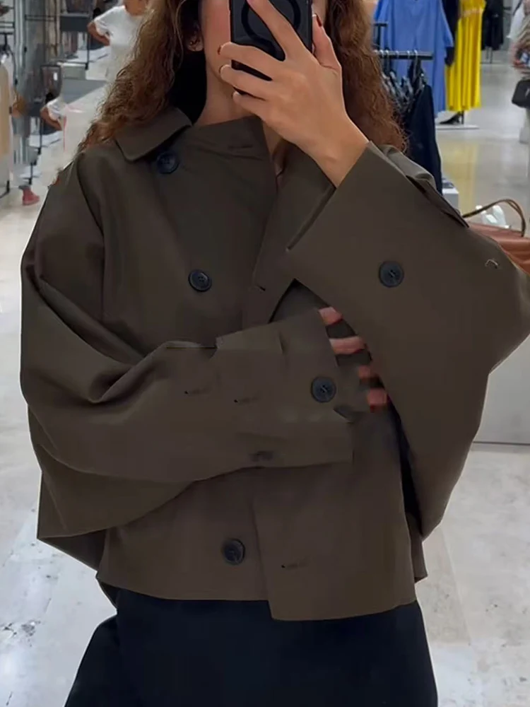 Women's Loose Windbreaker Coat With Hooded  2025 New Retro Fashion Oversize Long Sleeve Solid Leisure Trench Coat Outwear