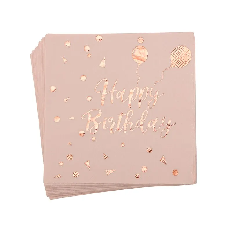 78 stücke Roségold Geburtstag Dekorationen Einweg geschirr Set Pappbecher Teller Hochzeits feier Dekorationen Kinder Babys hower – Detail 3