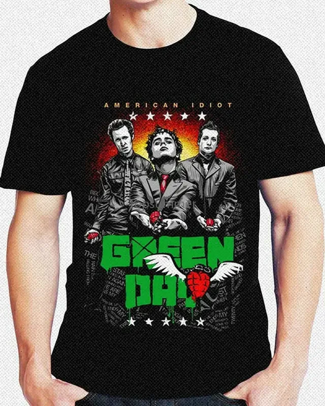

Crazy T Shirts Crew Neck Comfort Soft Personality T Shirt Green Day O-Neck Tee Shirts Men'S Punk T-Shirt Short Sleeve Mens Shirt