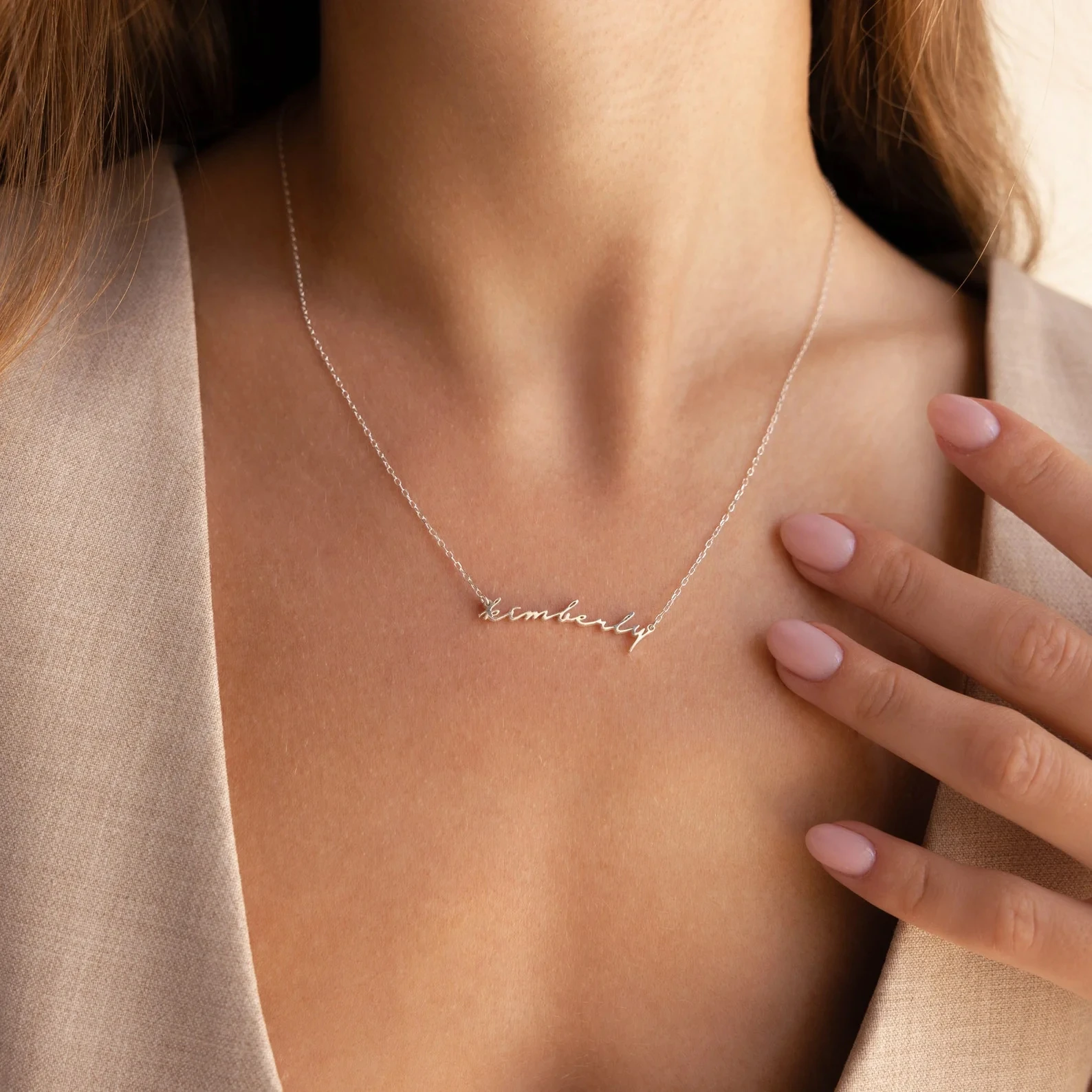 Minimalist Name Necklace Personalized Stainless Steel Name Necklace Gold Plated Nameplate Pendant Gift for Mom Christmas Gift