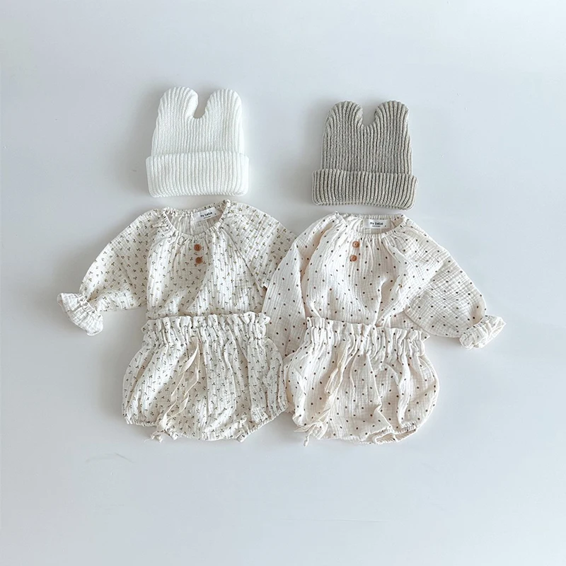 Description Picture 2 of itemKorean Style Baby Girls Spring Clothing 0-3Y Floral Printed Cotton Loose Top and Bloomer Infant 2Pcs Suit Toddler Shorts Outfit