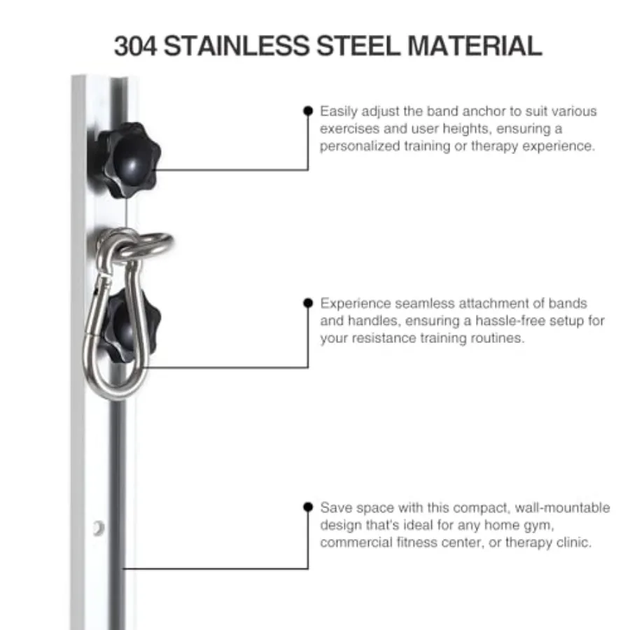 Resistance Band Wall Anchor,Gym Resistance Bands,djustable Workout Wall Anchor System,for Resistance Band Exercises,with 2 Rail