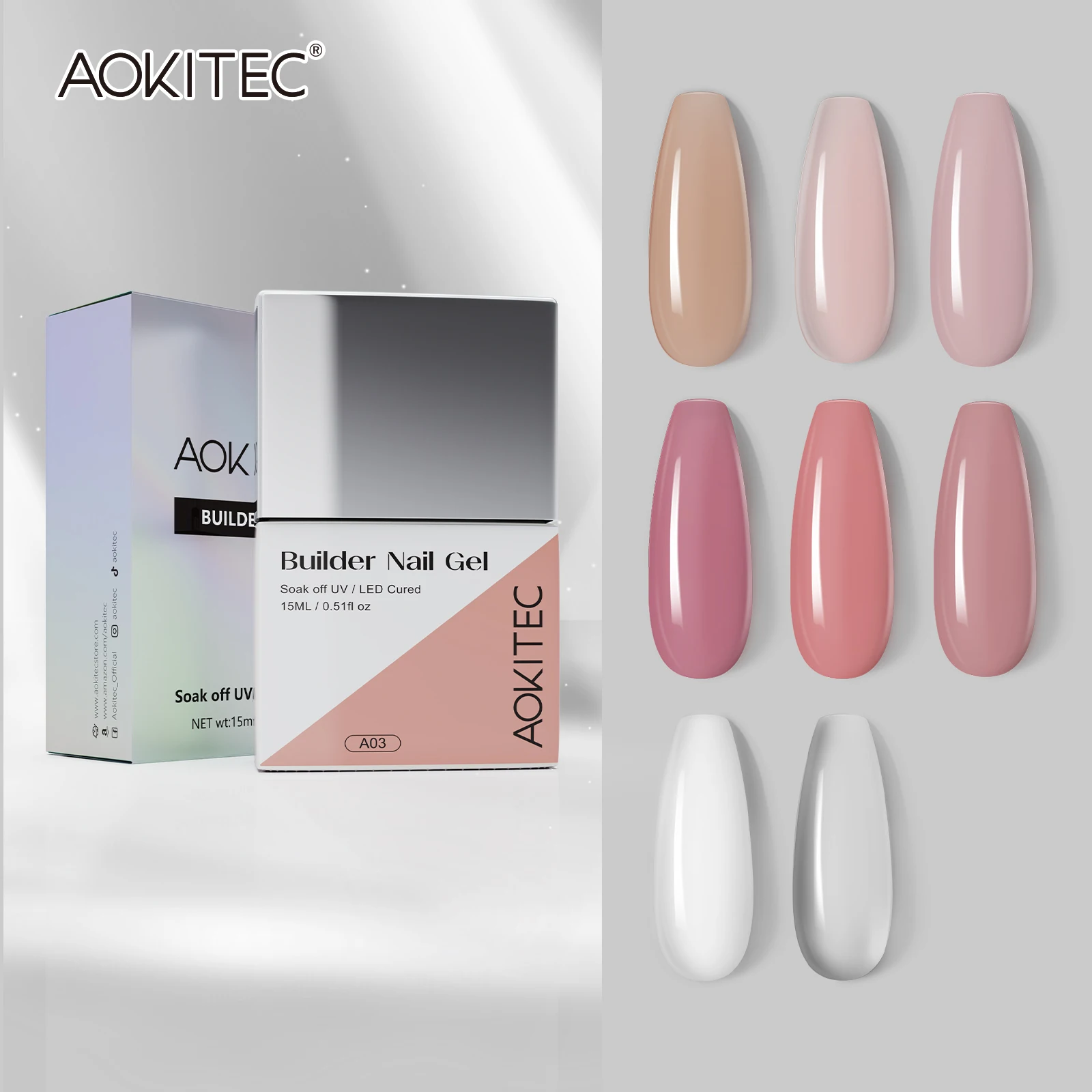 Aokitec15MLBuilderNailGelSet238PCSBiabBuilderGelPolishApex