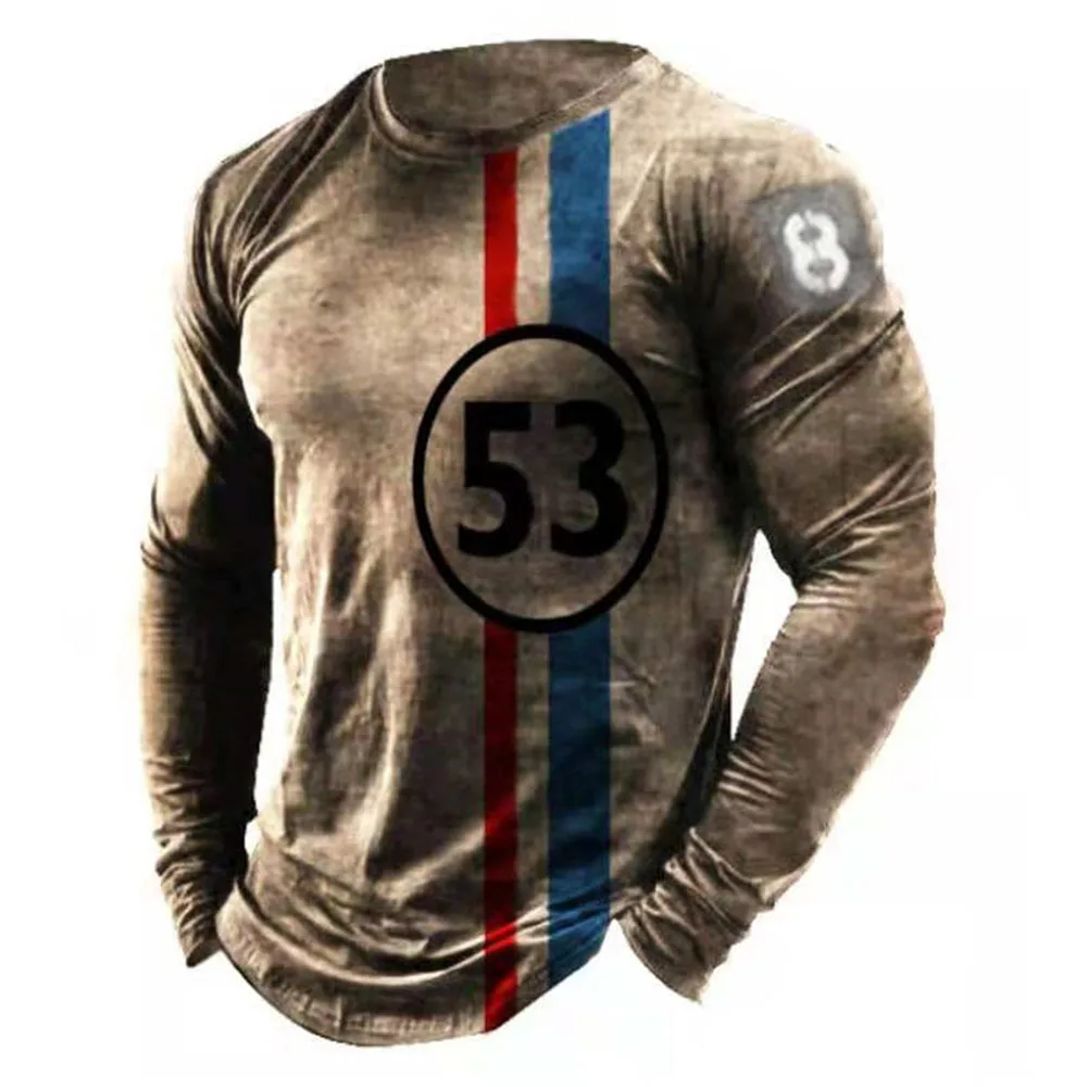 Vintage T Shirts 3d Printed Casual Long Sleeves Men's Loose Oversized T Shirts O Neck Comfort Sweatshirts European Clothes 5xl