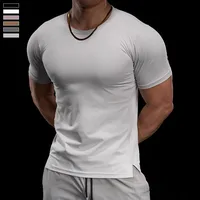 Vêtements d'entraînement de Fitness pour hommes, T-shirt de sport serré à manches courtes, respirant, haute élasticité, pour course à pied 6